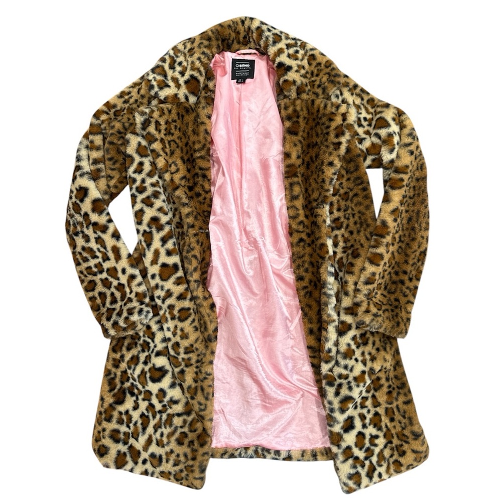 Cisono Faux Fur Leopard long Teddy Coat size small